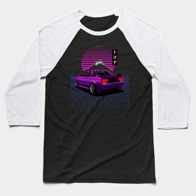 MR-2 80s Vaporwave Baseball T-Shirt by pujartwork